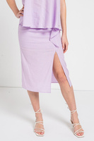 Льняная юбка с разрезом по бокам Armani Exchange, фиолетовый