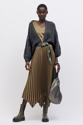 Асимметричная юбка со складками LUISA CERANO, цвет mud