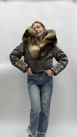 Короткая зимняя куртка от бренда Mehalini в расцветке зебра: стиль, комфорт и качество - 42-44