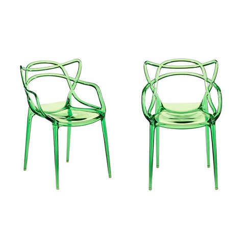Комплект из 2-х стульев Masters прозрачный зелёный Bradexhome