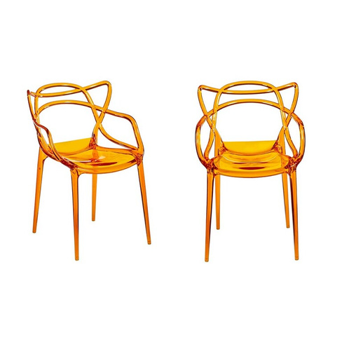 Комплект из 2-х стульев Masters прозрачный оранжевый Bradexhome
