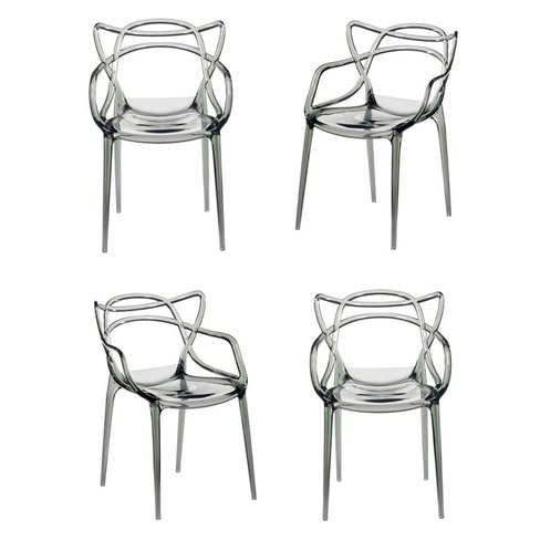 Комплект из 4-х стульев Masters прозрачный серый Bradexhome