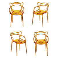 Комплект из 4-х стульев Masters прозрачный оранжевый Bradexhome