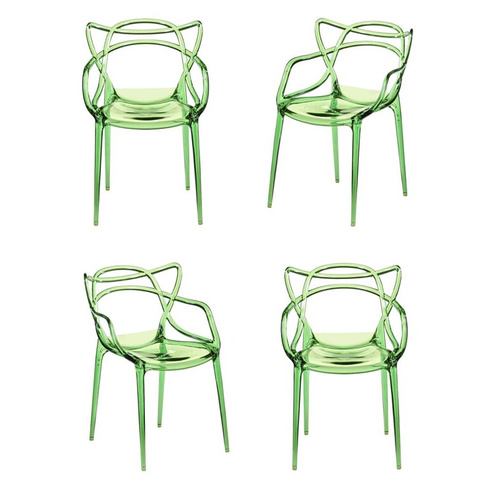 Комплект из 4-х стульев Masters прозрачный зелёный Bradexhome
