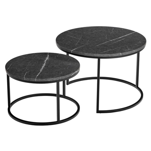 Набор кофейных столиков Tango серый мрамор с чёрными ножками, 2шт Bradexhome
