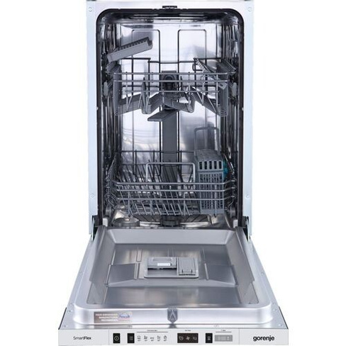 Встраиваемая посудомоечная машина Gorenje GV522E10S, компактная, ширина 44.8см, полновстраиваемая, загрузка 9 комплектов