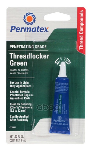 Клей Клей Анаэробный Проникающий Зеленый Permatex Penetrating Grade Threadlocker Green 6 Мл (Блистер). Permatex арт. 290