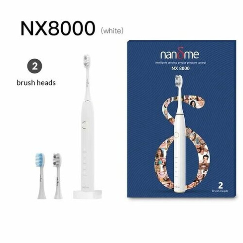 Электрическая звуковая зубная щетка Nandme NX8000-B2 (в комплекте две насадки), белый nandme
