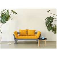Садовый диван кушетка Soft Element Оден-С, желтый-серый, деревянный, раскладной, рогожка, на террасу, на веранду, для да