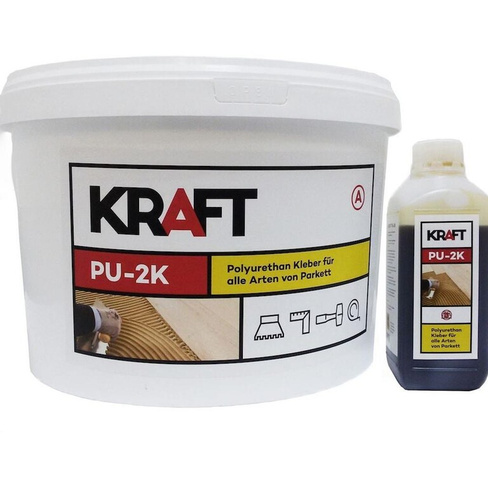 Клей паркетный Kraft 2K-PU двухкомпонентный 10 кг Клей для напольных покрытий