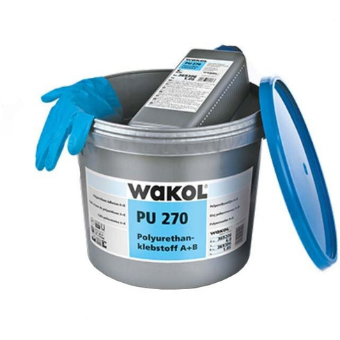 Клей для ПВХ-покрытий двухкомпонентный Wakol PU 270 Polyurethan-klebstoff A+B (перчатки в комлпекте) 7,05 кг Клей для на