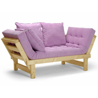 Садовый диван Свен-С, розовый-сосна, велюр, массив дерева, кухонный, офисный, для кафе и бара, для бани, на ножках, скан