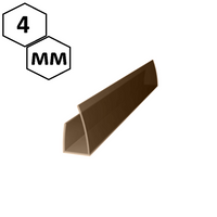 Торцевой профиль для сотового поликарбоната 4 мм, бронза