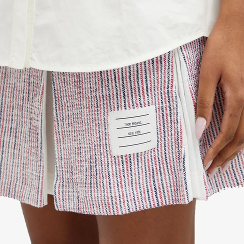 Thom Browne Твидовая юбка со складками Mini Box RWB, белый