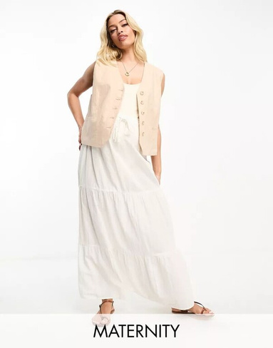 Белая юбка макси с кулиской Vero Moda Maternity