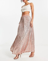 Плиссированная юбка миди с пайетками ASOS с эффектом розового золота