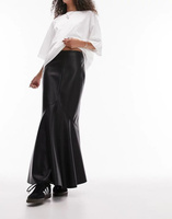 Длинная черная юбка-русалка Topshop из ткани с эффектом кожи