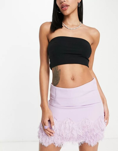 Фиолетовая мини-юбка Rebellious Fashion с бахромой по краю