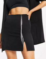 Черная мини-юбка Vero Moda с кисточками из стразов