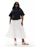 Белая многоярусная юбка миди COLLUSION Plus с рюшами в западном стиле