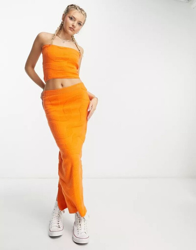 Оранжевая облегающая юбка макси с волнистым узором Bailey Rose