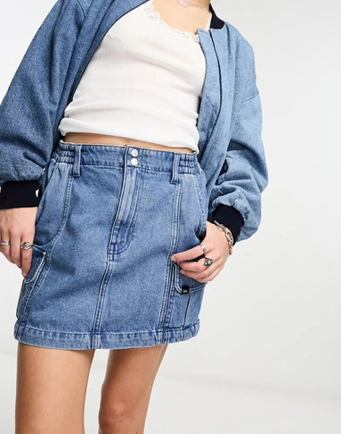 Джинсовая мини-юбка синего цвета с камнями Vans