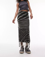 Сетчатая юбка миди Topshop с зебровым вырезом и животным принтом