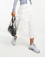 Белая ярусная юбка макси в стиле вестерн с рюшами COLLUSION