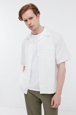 BAON Рубашка прямого кроя из льна и хлопка (арт. BAON B6824008)