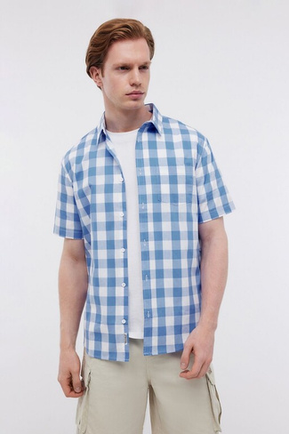 BAON Рубашка из хлопка с коротким рукавом в клетку (арт. BAON B6824002)